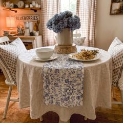 Heritage Farmhouse Blue Floral Table Runner