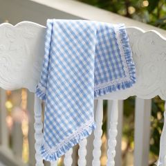 Heritage Farms Blue Gingham Ruffled Napkins Set of 4