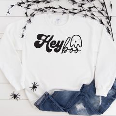 Hey Boo White Cotton Sweatshirt