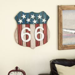 Highway 66 Patriotic Rustic Wood Wall Sign