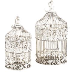 Hinge Top Hanging Ornate Metal Birdcage Set of 2