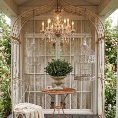 Hinge Top Hanging Ornate Metal Birdcage Set of 2