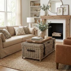 Hinge Top Rattan Coffee Table Trunk