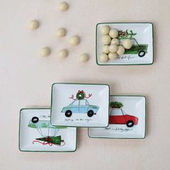 Holiday Car Stoneware Dish Set of 4