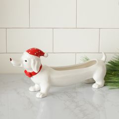 Holiday Dachshund Cracker Dish