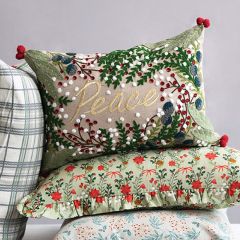 Holiday Holly Peace Lumbar Accent Pillow