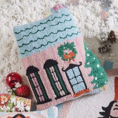 Holiday House Wool Hooked Accent Pillow