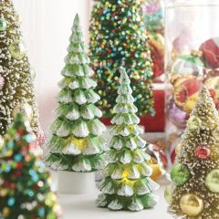 Holiday Mercury Glass Lighted Tree Set of 3