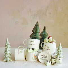 Holiday Message Stoneware Mug Set of 4