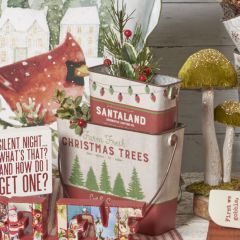 Holiday Metal Bucket Set of 2