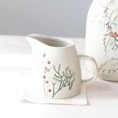 Holiday Mistletoe Stoneware Creamer Pitcher