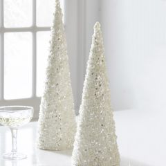 Holiday Pearl Cone Tree Set of 2