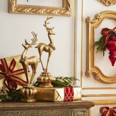 Holiday Reindeer On Pedestal Set of 2