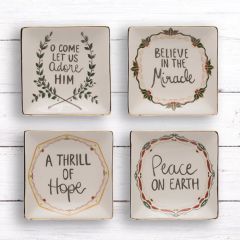 Holiday Saying Stoneware Plate Collection Set of 4