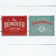 Holiday Sayings Embossed Metal Wall Decor Set of 2