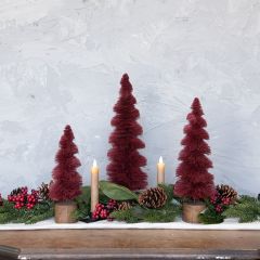 Holiday Spiral Bottlebrush Tree Set of 3