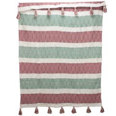 Holiday Stripe Fringe Throw Blanket