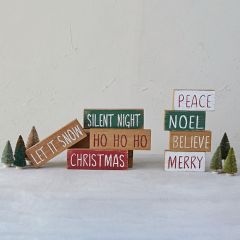 Holiday Theme Table Block Decor Set of 4