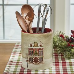 Holiday Village Town Utensil Crock