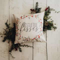 Holiday Wishes Mistletoe Kisses Reversible Accent Pillow