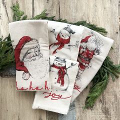 Holiday Word Snowman/Santa Tea Towel Set of 4