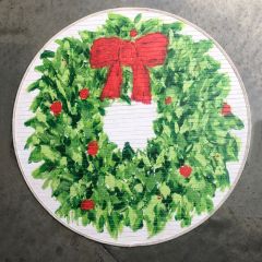 Holiday Wreath Round Bamboo Mat