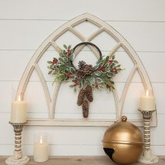 Holly Berries and Pinecones Ring Wall Decor