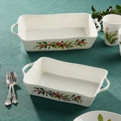Holly Berry Ceramic Rectangular Baker