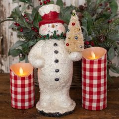 Holly Wreath Collar Snowman 12.5 Inch