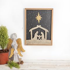 Holy Family Silhouette Framed Wall Decor