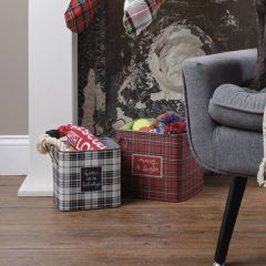 Home For The Holidays Plaid Bin Set of 2