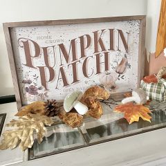 Home Grown Pumpkin Patch Border Whitewash Wall Art