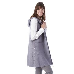 Hooded Knit Layering Vest Grey