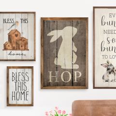 Hop Bunny Brown Framed Wall Art