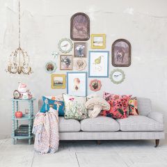 Houndstooth Pattern Upholstered Sofa on Casters