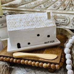House Shaped Butter Dish With Spreader