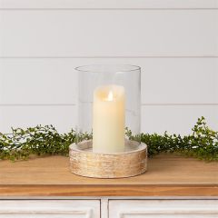 Hurricane Glass With Whitewashed Base