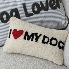 I Love My Dog Tufted Lumbar Pillow