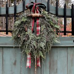 Iced Weeping Cedar and Cone Wreath