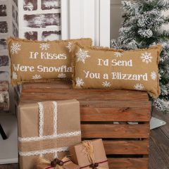 If Kisses Were Snowflakes Burlap Pillows Set of 2
