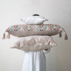 Ikat Print Tasseled Lumbar Pillow