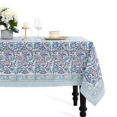 Indigo Blue Cotton Block Print Tablecloth