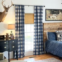 Indigo Buffalo Check Room Darkening Curtain Panel