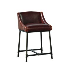 Industrial Chic Leather Upholstered Counter Stool