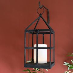 Industrial Farmhouse Black Metal LED Lantern
