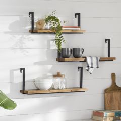 Industrial Farmhouse Floating Wall Shelf Set of 3