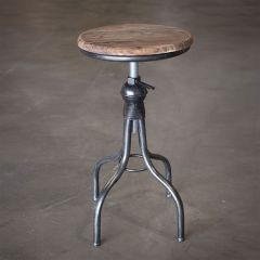Industrial Farmhouse Wood Top Stool