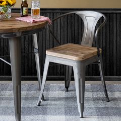 Industrial Flair Wood and Metal Chair