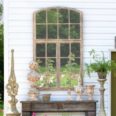 Industrial Metal Arched Pane Mirror