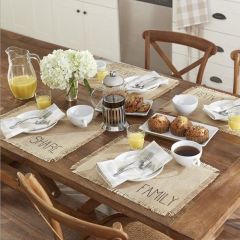 Inspirational Farmhouse Fringed Burlap Placemats Set of 4